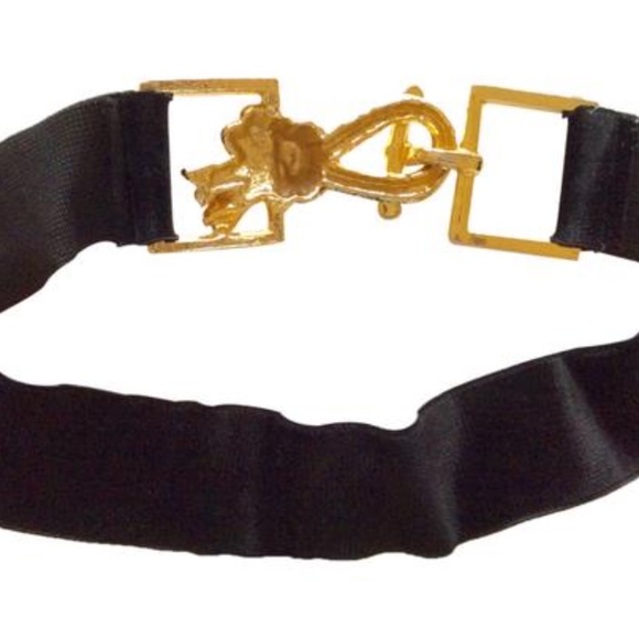 Vintage Black Velvet and Gold Metal Plated Belt main image 4